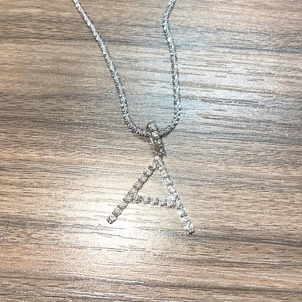 Stunning real diamond initial pendant w /beautiful Turkish chain not CZ letter A